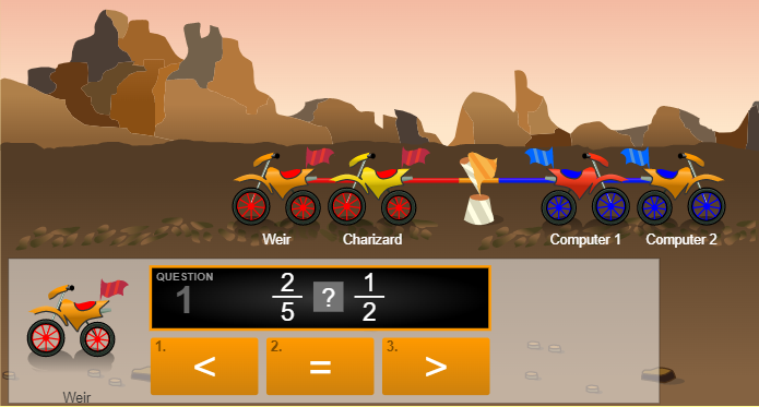comparing fractions tug of war