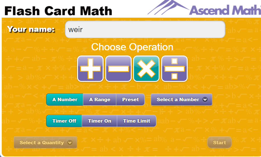 digital math flash cards
