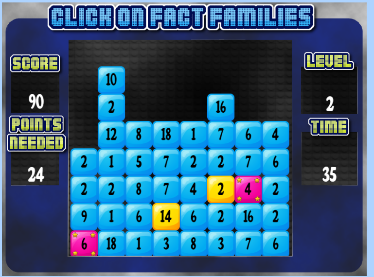 multiplication fact family block buster game image